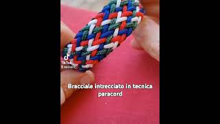 Bracciale intrecciato in tecnica paracord  motivo bandiera italiana azzurri [upl. by Ideih]