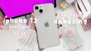 iphone 13 starlight 128 gb 🎀 unboxing in 2023 ☁  accessories amp camera test ♡ [upl. by Nnahtebazile]