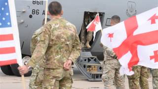 173rd Airborne Brigade arrives in Tbilisi Georgia [upl. by Lebar409]