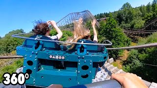 Tonnerre 2 Zeus Parc Astérix  VR ONRIDE  360° wooden roller coaster POV [upl. by Naanac394]