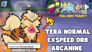 LIFE ORB EXSPEED TERA NORMAL ARCANINE IS INSANE  POKEMON SHOWDOWN [upl. by Eralcyram]