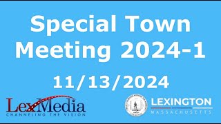 Special Town Meeting 20241  11132024 [upl. by Pentha]