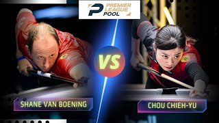 SHANE VAN BOENING VS CHOU CHIEHYU  PREMIER LEAGUE POOL 2023 billiards nineball 9ballpool plp [upl. by Ferren]