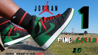 JORDAN 1 quotPINE GREEN 20quot REVIEW amp ON FEET W LACE SWAPS [upl. by Wurtz]