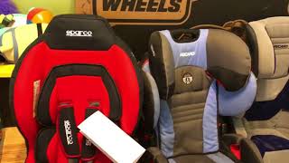 Sparco Red F5000K babytoddler car seat  unboxing detailed view and install [upl. by Ahseekal]