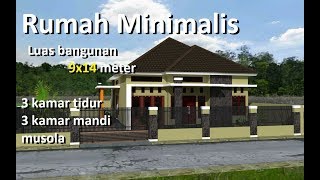 Rumah Minimalis 9 x14 meter 3 kamar tidur [upl. by Lilia]