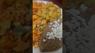 Mexican Breakfast Chorizo Eggs Frijoles and Papas [upl. by Mulvihill]