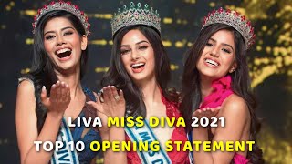 LIVA Miss Diva 2021 👑  Top 10 Opening Statement HD [upl. by Nnylyak]