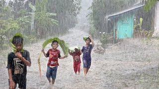 Super Heavy Rain and Thunderstorms  Rainstorms Never Stop Flooding My Village Every Day [upl. by Einegue]