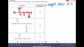 ALEKS Naming the parent hydrocarbon of branched alkanes [upl. by Ynomrah480]