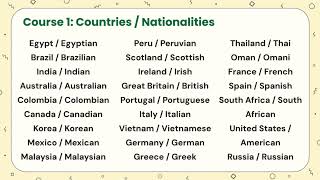 Course 1 Vocabulary bank  Countries and nationalities [upl. by Marjie]