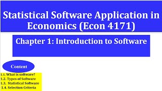 Statistical Software Application in Economics Chapter 1Introduction to Software [upl. by Sergo425]