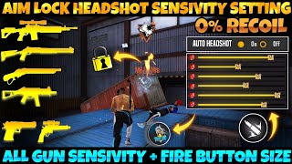 PERFECT  AIM LOCK 🔒 HEADSHOT SENSITIVITY SETTING  FREE FIRE NEW HEADSHOT TRICK  AIM LOCK TRICK [upl. by Lokim]