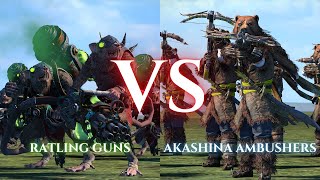 WARHAMMER III Total War  Ratling Guns VS Akashina Ambushers [upl. by Fesuoy]