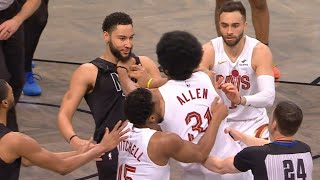 Jarrett Allen charges at Ben Simmons to fight after Ben pushed him to the ground [upl. by Feilak]