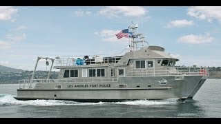 Los Angeles Port Police Patrol Catamaran  aluminum work boat [upl. by Lidah706]