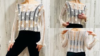 CROCHET COQUETTE FLOWER TOP BLUSA COQUETA FLOREADA A CROCHET  TUTORIAL [upl. by Birdella]