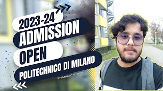 Apply in POLITECNICO DI MILANO 2024  ITALY ADMISSION 2024 [upl. by Gary]