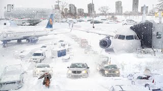 Germany is Freezing Munich Airport is covered with snow Snow Storm in München [upl. by Auhsohey]