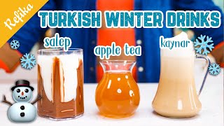 TURKISH WINTER DRINKS ❄️⛄ SALEP APPLE TEA KAYNAR aka Chai Tea Latte Recipe 🤩 [upl. by Monahon]