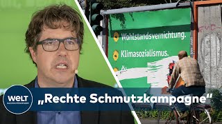 PLAKATKAMPAGNE GEGEN GRÜNE Geschäftsführer Michael Kellner nennt Plakate quotRechte Schmutzkampagnequot [upl. by Mahon]