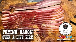 Frying Homemade Bacon Over a Live Fire [upl. by Lanaj]