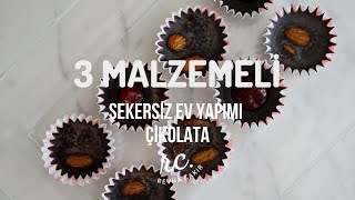 Rafine Şekersiz Ev Yapımı Çikolata I Sadece 3 Malzeme  Vegan Çikolata🥳 [upl. by Merry464]