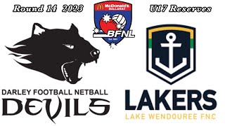 BFNL U17R Darley Devils vs Lake Wendouree Lakers [upl. by Cima]