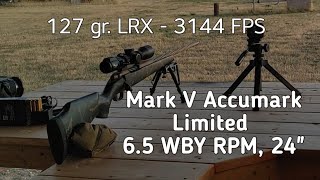 65 WBY RPM Weatherby Mark V Accumark Limited 127 gr LRX [upl. by Kcirdek278]