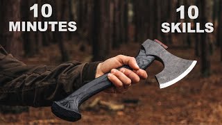 10 Bushcraft Axe Skills in 10 Minutes [upl. by Ellehciram]