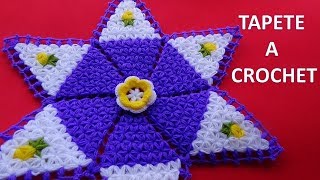 TAPETE N° 10 Tejido a crochet en Punto Estrella o Jazmin con ROSAS AMARILLAS [upl. by Khudari384]