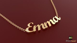 RhinoGold  Name Plate Pendant Speed Modeling [upl. by Erual879]