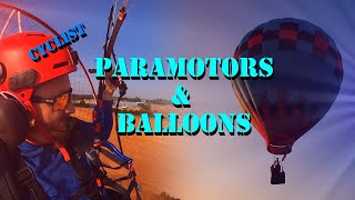 Paramotors and Balloons and Cyclist  Paramotors [upl. by Anahgem611]