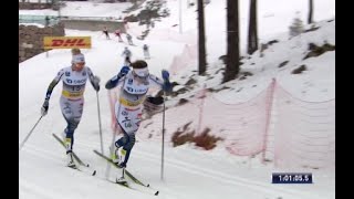 🇸🇪 Ebba Andersson og 🇸🇪 Frida Karlsson jakt på 🇳🇴 Therese Johaug  Holmenkollen tremila 7 mars 2020 [upl. by Appel]