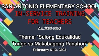 INSERVICE TRAINING FOR TEACHERS  FEBRUARY 2021 [upl. by Ecirtak]