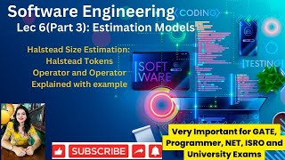 Lec 6Part 3 Estimation Models Halstead Size estimation  Explained with Example [upl. by Airotcivairam112]