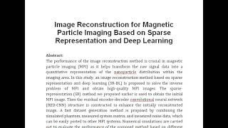 Image Reconstruction for Magnetic Particle Imaging Based on Sparse Representation and Deep Learning [upl. by Batholomew]