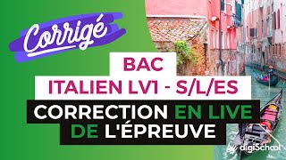 Bac 2017  Correction en LIVE de lépreuve dITALIEN LV1 Séries SESL [upl. by Akimed]