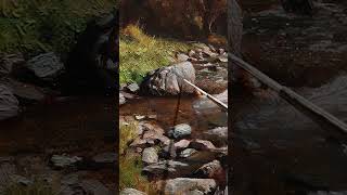 Painting a quiet little cascade in oils oilpainting artdaily landscapepainting [upl. by Alecram285]