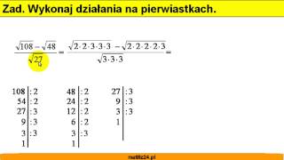 Wykonaj działania na pierwiastkach  Zwróć uwagę na mianownik  MatFiz24pl [upl. by Rett]