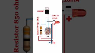 Automatic night light using mosfet IRFZ44N and LDR shorts [upl. by Helse]