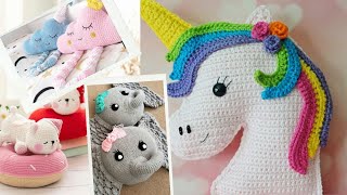 🌼🐼🐰Diseños de Almohadones o Cojines Infantiles Tejidos a Crochet🐷🐄🐂 Crochet childrens Pullow [upl. by Gariepy]