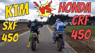 KTM SXF 450 vs HONDA CRF 450  Street Race [upl. by Munshi]