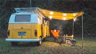 Camping in Heavy Rain With a Homemade Campervan [upl. by Augustin]