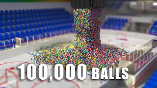 Color Balls on the Ice HOCKEY stadium  Rigid Body simulation 3D Animation C4D Redshift Render [upl. by Abeh440]