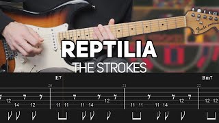 The Strokes  Reptilia Guitar lesson with TAB [upl. by Aicenod]