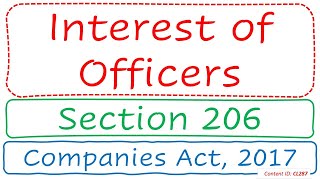 Section 206 Interest of Officers  Companies Act 2017 CL287 [upl. by Edniya]