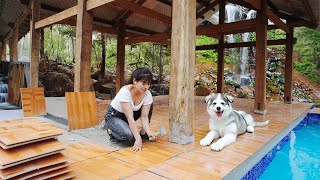 Technique pouring concrete floors and laying flower tiles Building farm  Nhất Daily Life [upl. by Lenette]