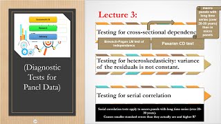 Lecture 3 Applying Panel Data Models Diagnostic Tests for Panel Data [upl. by Ronel]