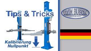 Kalibrierung des Nullpunkts bei einer funkgesteuerten 2SäulenHebebühne von TWIN BUSCH® [upl. by Eillim529]